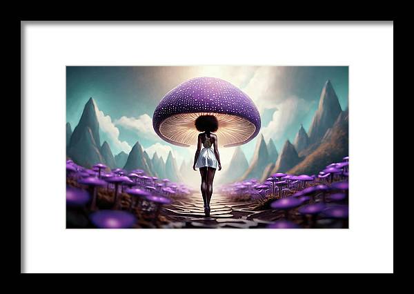 African queen mushroom world - Framed Print