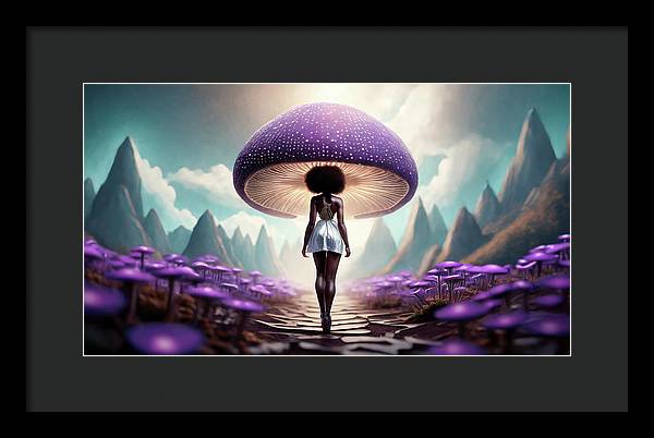 African queen mushroom world - Framed Print