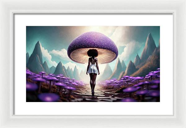 African queen mushroom world - Framed Print