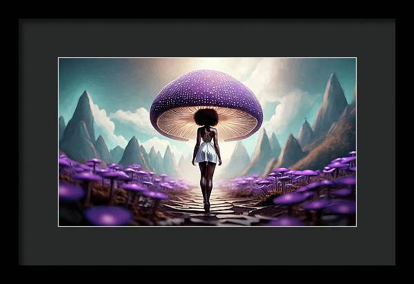 African queen mushroom world - Framed Print