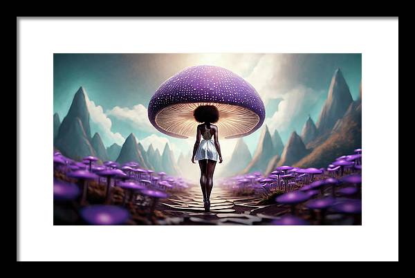 African queen mushroom world - Framed Print