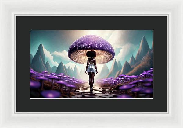 African queen mushroom world - Framed Print