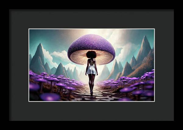 African queen mushroom world - Framed Print