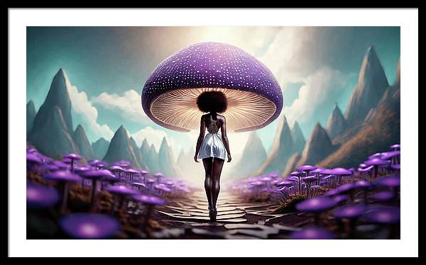 African queen mushroom world - Framed Print