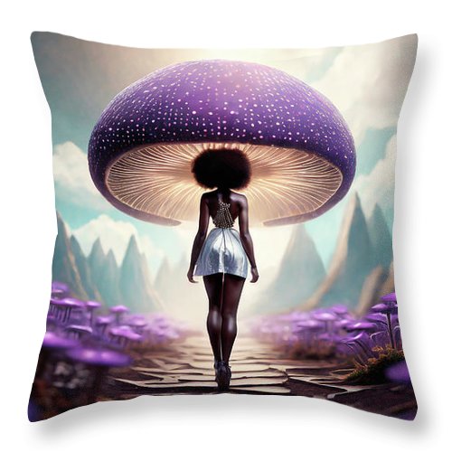 African queen mushroom world - Throw Pillow