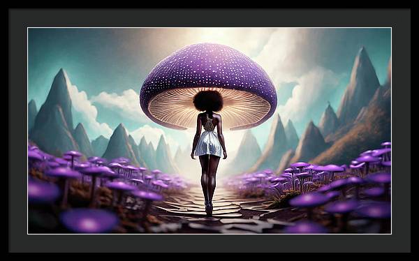 African queen mushroom world - Framed Print