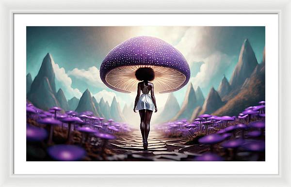 African queen mushroom world - Framed Print