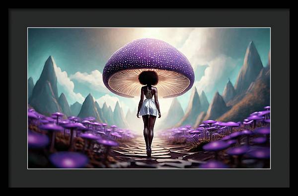African queen mushroom world - Framed Print