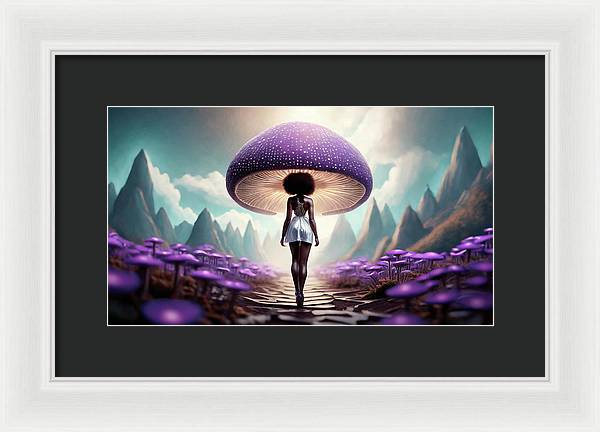 African queen mushroom world - Framed Print