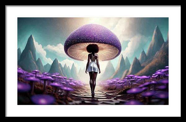 African queen mushroom world - Framed Print