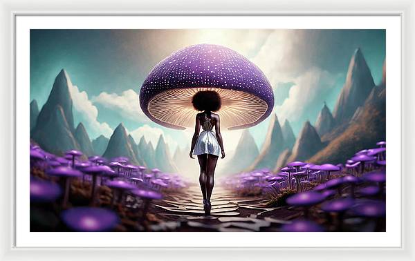 African queen mushroom world - Framed Print