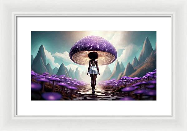 African queen mushroom world - Framed Print