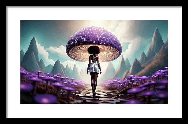 African queen mushroom world - Framed Print