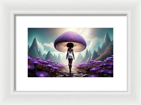 African queen mushroom world - Framed Print