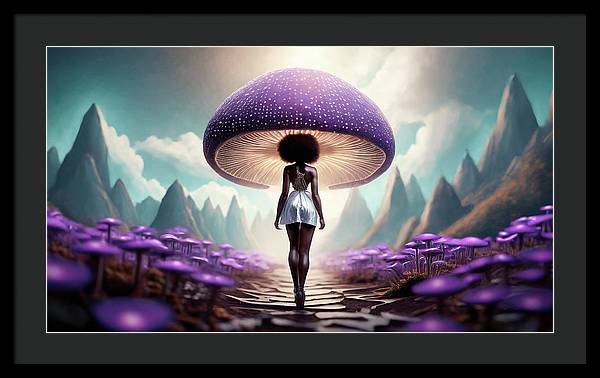 African queen mushroom world - Framed Print