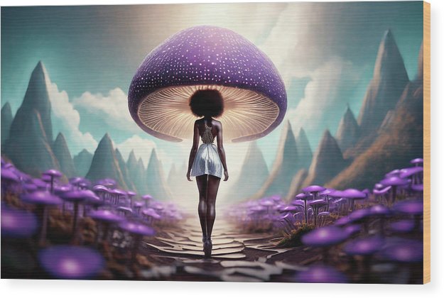 African queen mushroom world - Wood Print