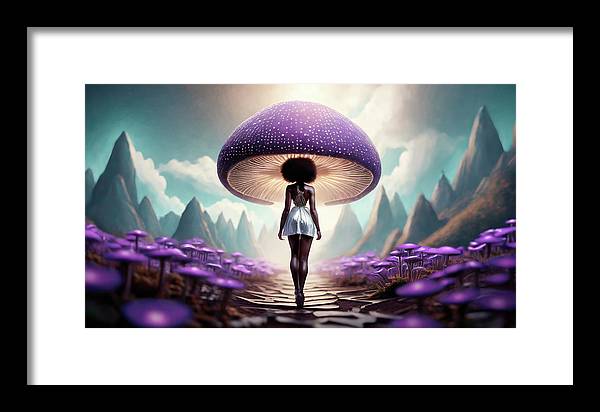 African queen mushroom world - Framed Print