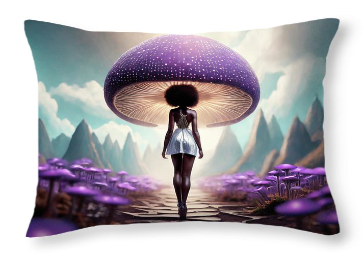 African queen mushroom world - Throw Pillow