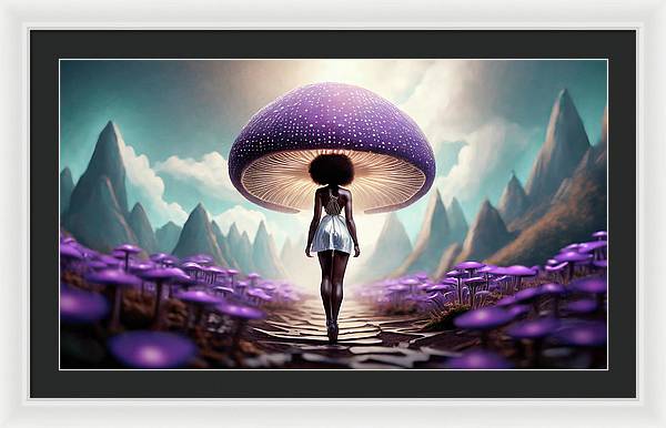 African queen mushroom world - Framed Print