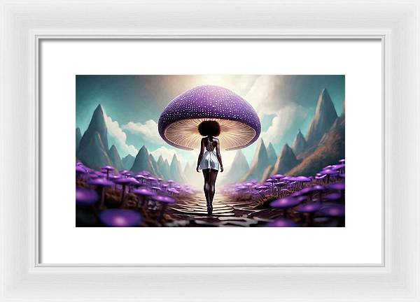 African queen mushroom world - Framed Print