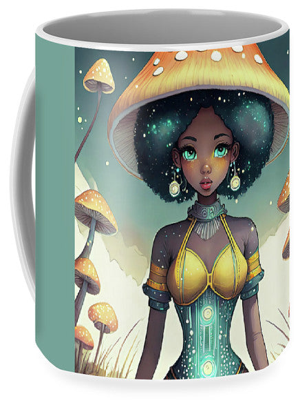 Black Queen In A Mushroom Forest - Mug