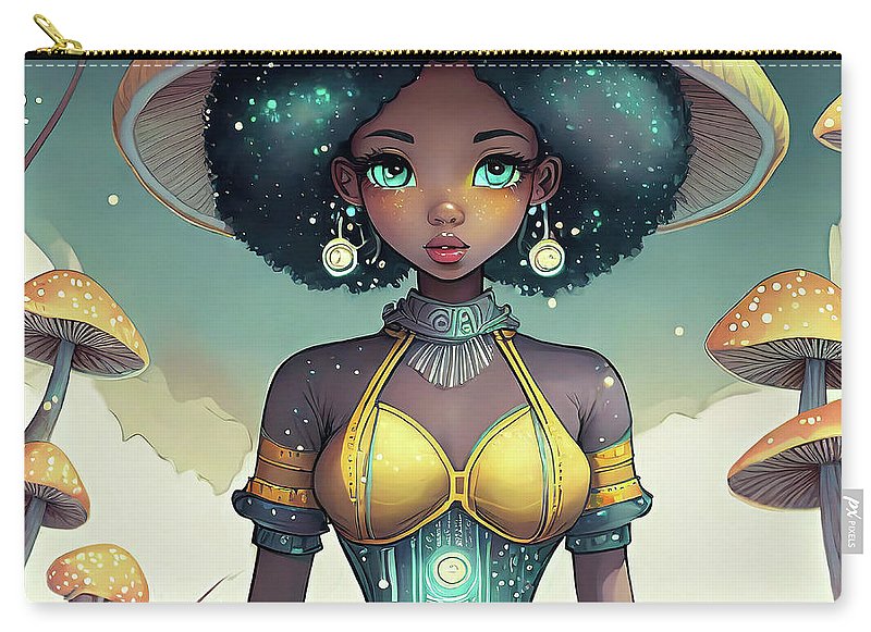 Black Queen In A Mushroom Forest - Zip Pouch