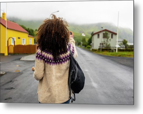 Black Woman Traveler - Metal Print