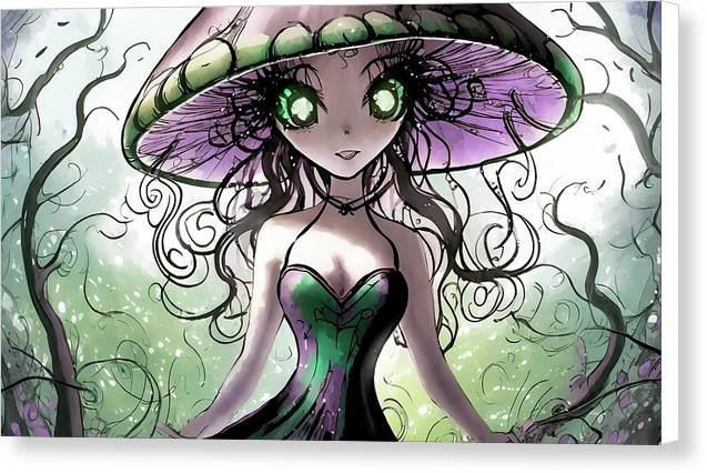 Creepy Mushroom Girl Fantasy - Canvas Print