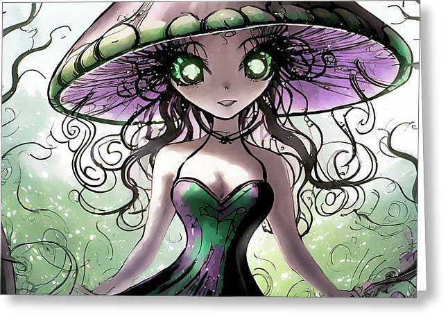 Creepy Mushroom Girl Fantasy - Greeting Card