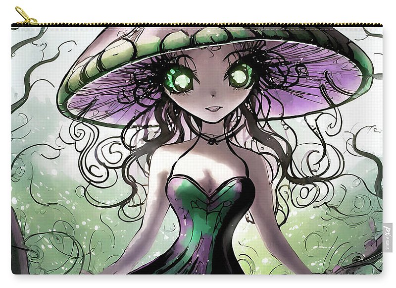 Creepy Mushroom Girl Fantasy - Zip Pouch