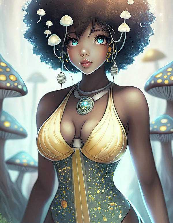 Mushroom fantasy woman - Art Print