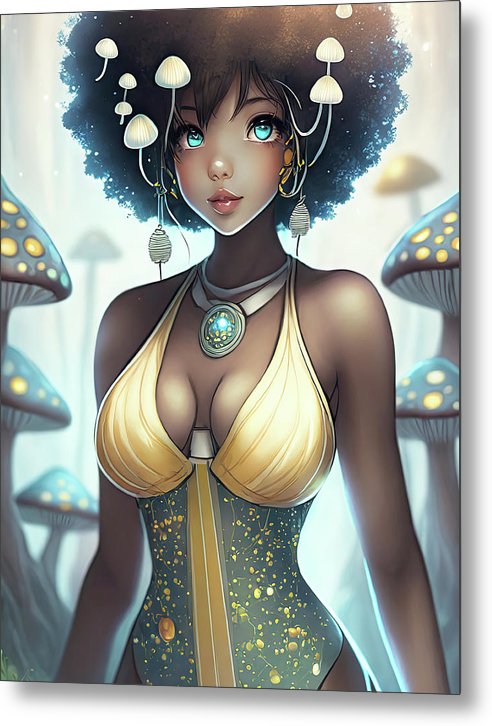 Mushroom fantasy woman - Metal Print
