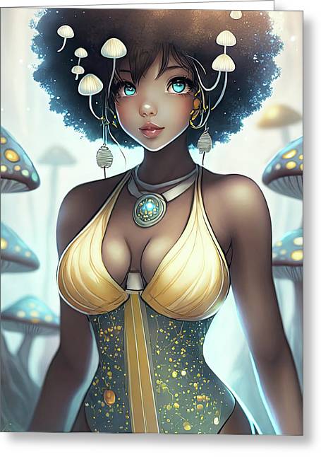 Mushroom fantasy woman - Greeting Card