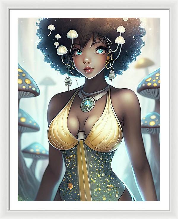 Mushroom fantasy woman - Framed Print