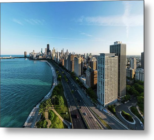 panoramic image of Chicago downtown by lakeshore drive - Metal Print