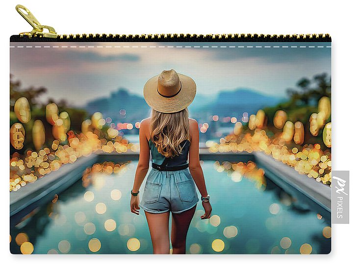 Woman Walking In Crypto Pool - Zip Pouch