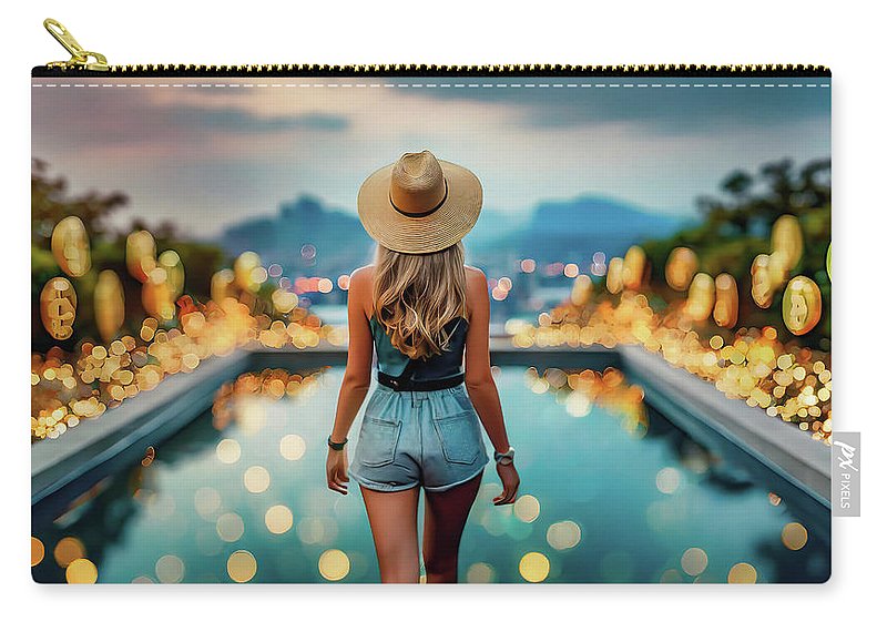 Woman Walking In Crypto Pool - Zip Pouch