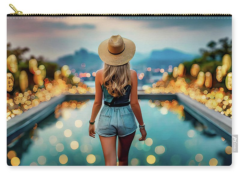 Woman Walking In Crypto Pool - Zip Pouch