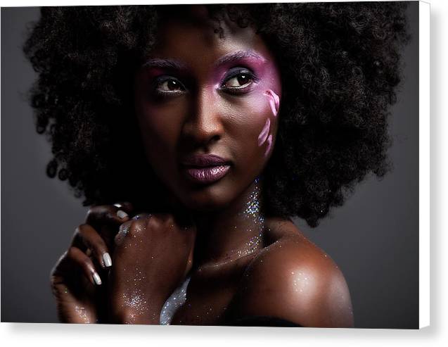 Afro and Flower beauty  - Canvas Print