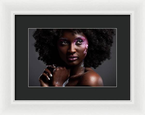 Afro and Flower beauty  - Framed Print