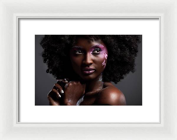 Afro and Flower beauty  - Framed Print