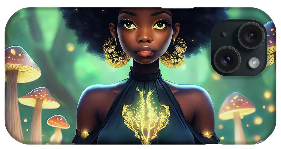 Black Queen In A Mushroom Forest  - Phone Case