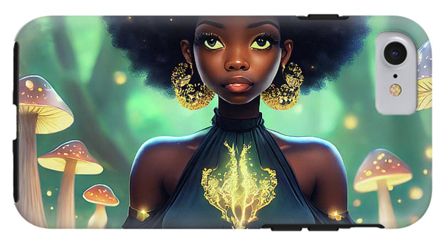 Black Queen In A Mushroom Forest  - Phone Case