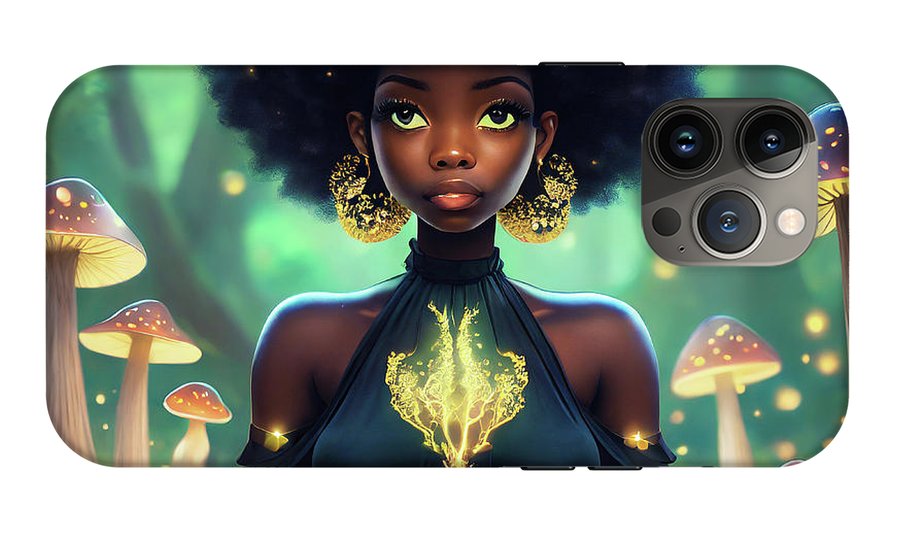 Black Queen In A Mushroom Forest  - Phone Case