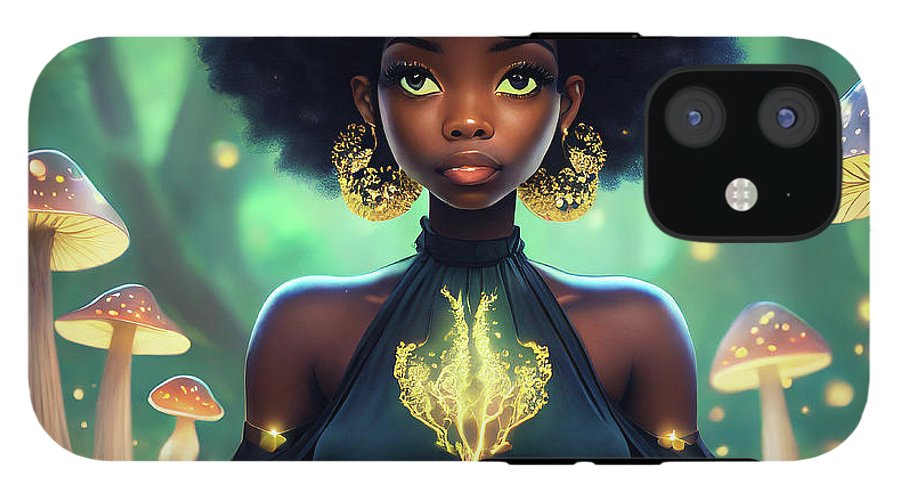 Black Queen In A Mushroom Forest  - Phone Case