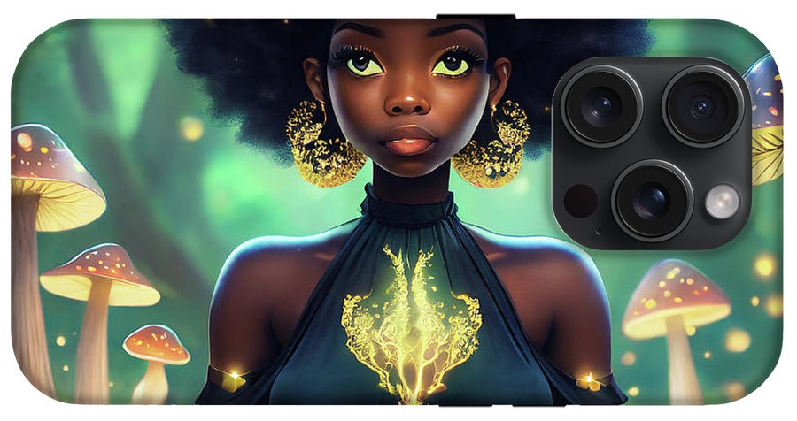 Black Queen In A Mushroom Forest  - Phone Case