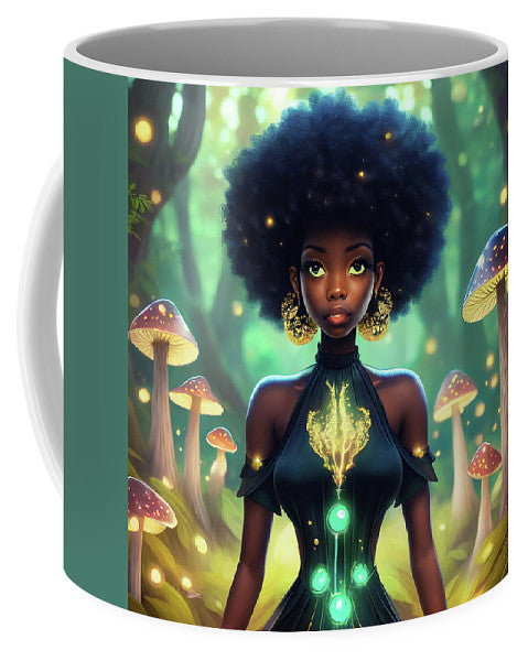 Black Queen In A Mushroom Forest  - Mug