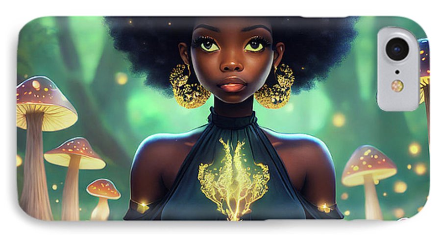 Black Queen In A Mushroom Forest  - Phone Case