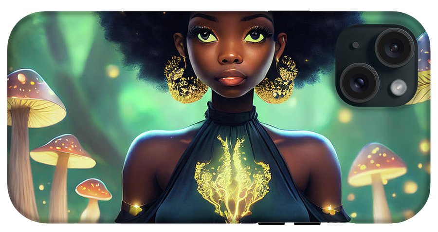 Black Queen In A Mushroom Forest  - Phone Case