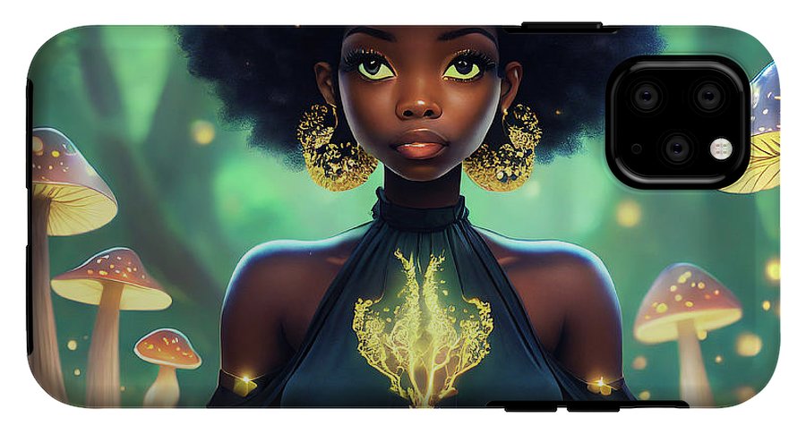 Black Queen In A Mushroom Forest  - Phone Case